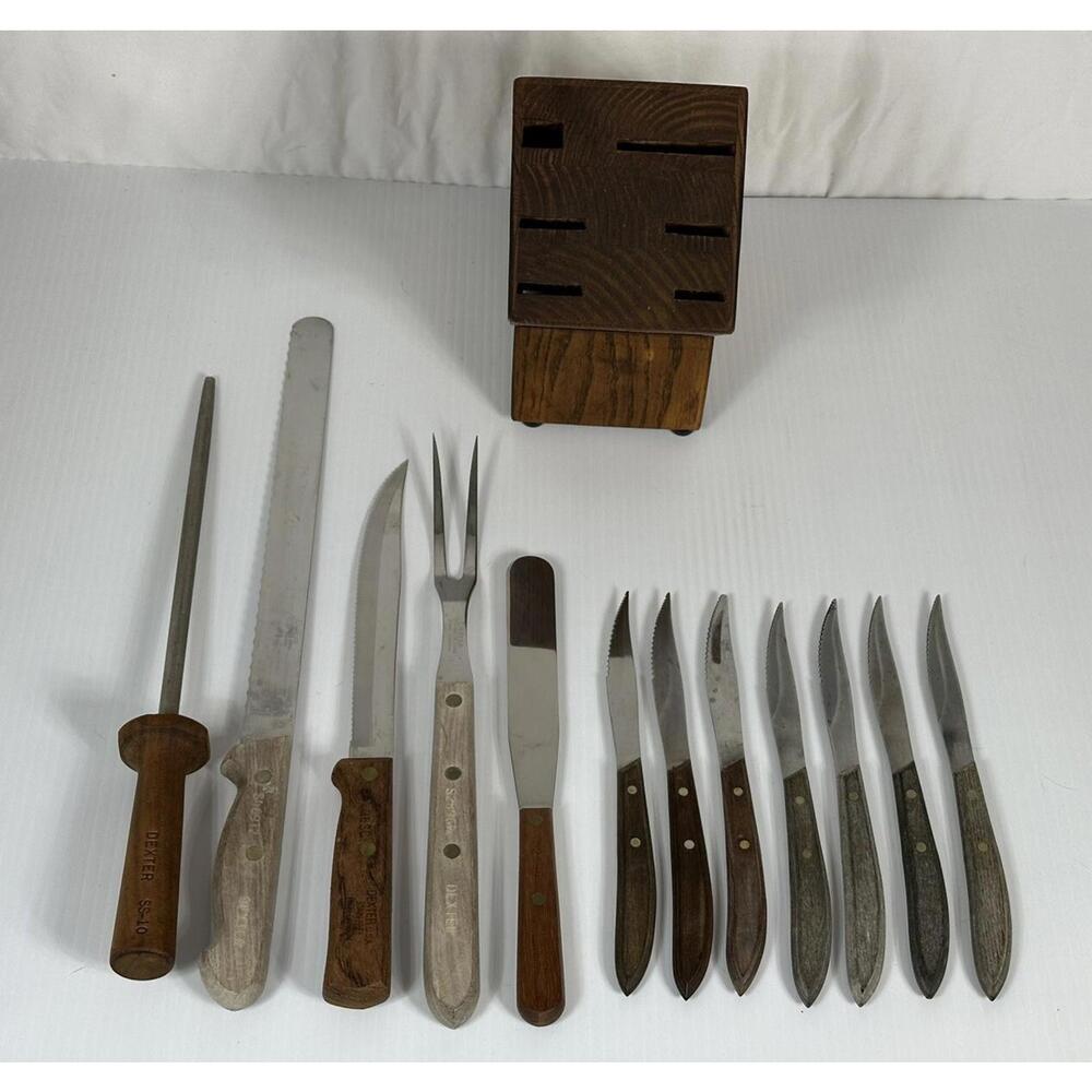 Vintage Dexter Knife S42G8SC S28961/2 S46912‎ S2496 SA-10 Steak Knives Block